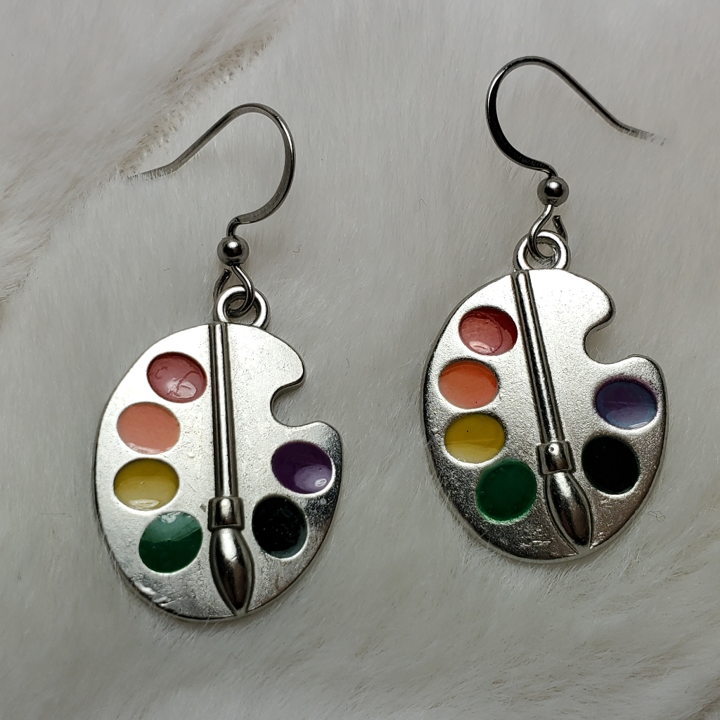 Colorful Painter Palette Charm Earrings